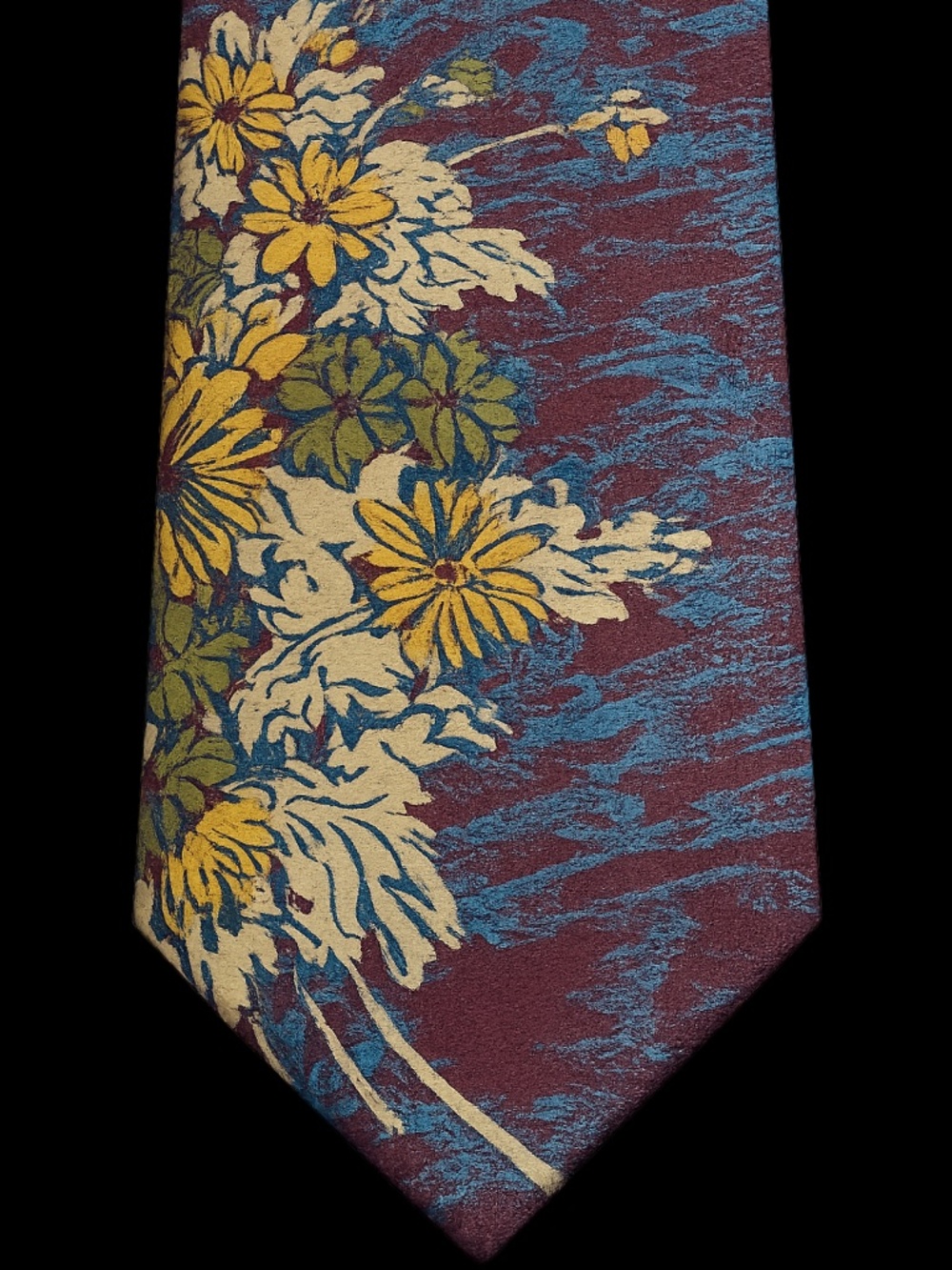 Vintage 1980s Pierre Balmain Floral Italian Silk Tie